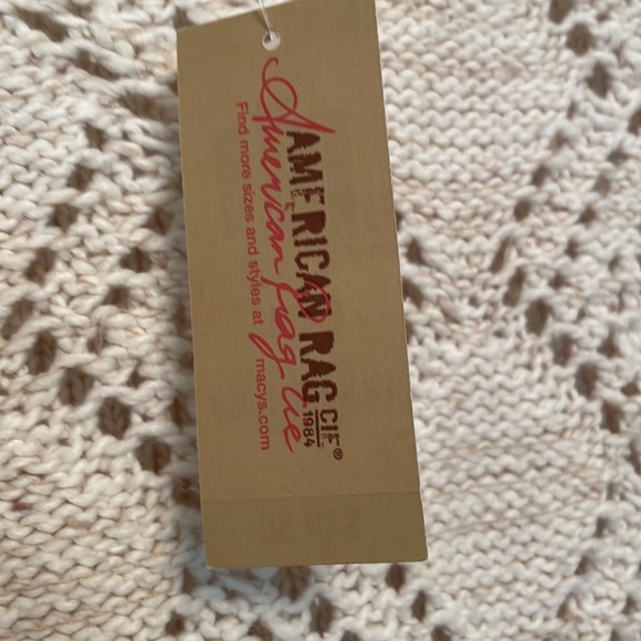 NWOT, American Rag Crochet Sweater Top with Tie Sides & Curved Hems - Picture 2 of 12